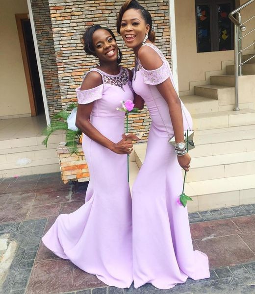 lilac bridesmaid dresses 2021 chiffon off the shoulder mermaid beaded scoop neck maid of honor gown beach wedding party gown vestidos, White;pink