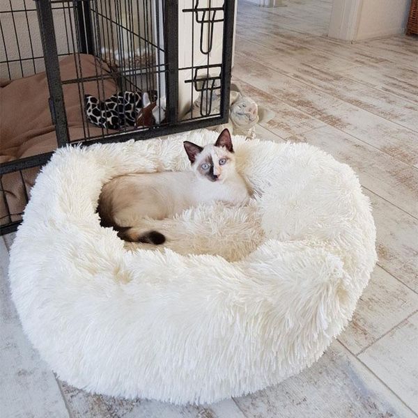 soft dog bed washable long plush dog kennel pet cat lounger sleep winter warm sofa basket for small medium large cushion bed
