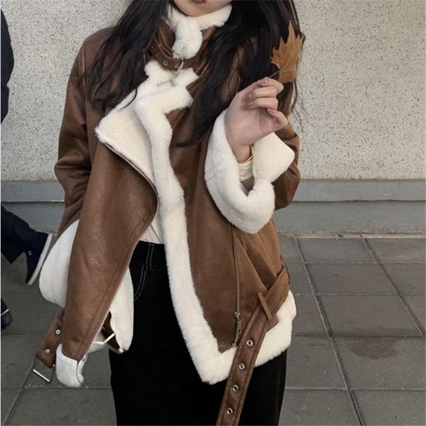 women's fur & faux women warm leather jacket plush shearing moto thick lined parka ladies short winter coat slim pu locomotive coffee, Black
women's fur & faux women warm leather jacket plush shearing moto thick lined parka ladies short winter coat slim pu locomotive coffee, Black