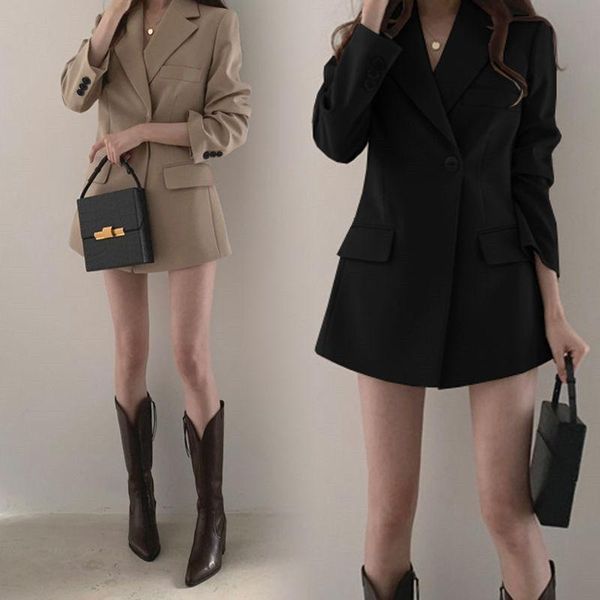women's suits & blazers 2021 korean loose casual v neck slim office lady long coat solid all-match single-breasted jacket blazer, White;black
women's suits & blazers 2021 korean loose casual v neck slim office lady long coat solid all-match single-breasted jacket blazer, White;black