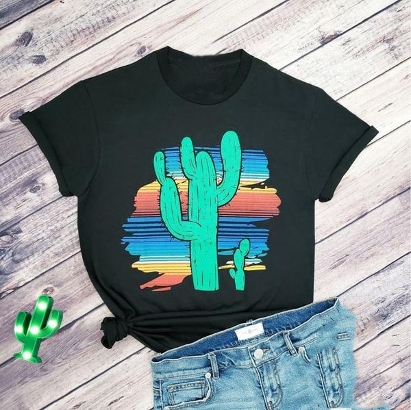 women's t-shirt rainbow cactus women shirt funny plant graphic tee summer western style female vintage botanical, White
women's t-shirt rainbow cactus women shirt funny plant graphic tee summer western style female vintage botanical, White