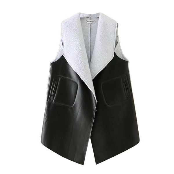 women's leather & faux winter women vest coat oversize sleeveless jacket pu composite fleece warm outerwear fashion casual loose clothe, Black
women's leather & faux winter women vest coat oversize sleeveless jacket pu composite fleece warm outerwear fashion casual loose clothe, Black