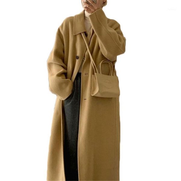 women's wool & blends korean all-match loose retro woolen coat women autumn and winter long jacket female student coats ns2441, Black
women's wool & blends korean all-match loose retro woolen coat women autumn and winter long jacket female student coats ns2441, Black