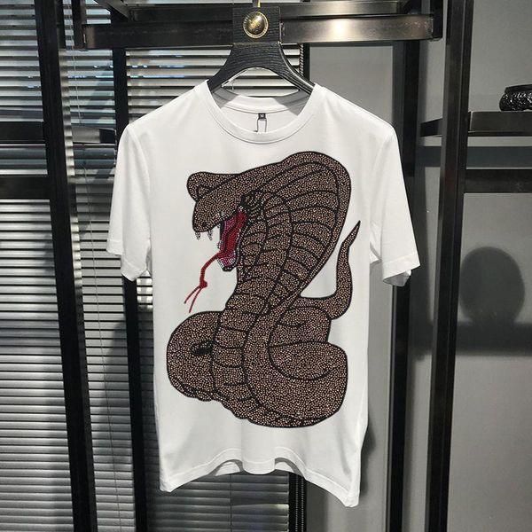 men's t-shirts craft brand short-sleeved big snake diamond t-shirt pattern slim design fashion, White;black
men's t-shirts craft brand short-sleeved big snake diamond t-shirt pattern slim design fashion, White;black