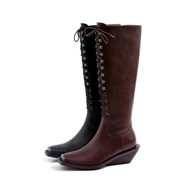 boots cowgirl knee high -up knight metal 2021 retro autumn / winter square toe genuine leather platform wedges lace, Black
boots cowgirl knee high -up knight metal 2021 retro autumn / winter square toe genuine leather platform wedges lace, Black