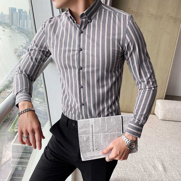 men's shirt stripes long sleeve casual shirt business dress shirt slim fit streetwear social work camisa masculina 210527, White;black
men's shirt stripes long sleeve casual shirt business dress shirt slim fit streetwear social work camisa masculina 210527, White;black