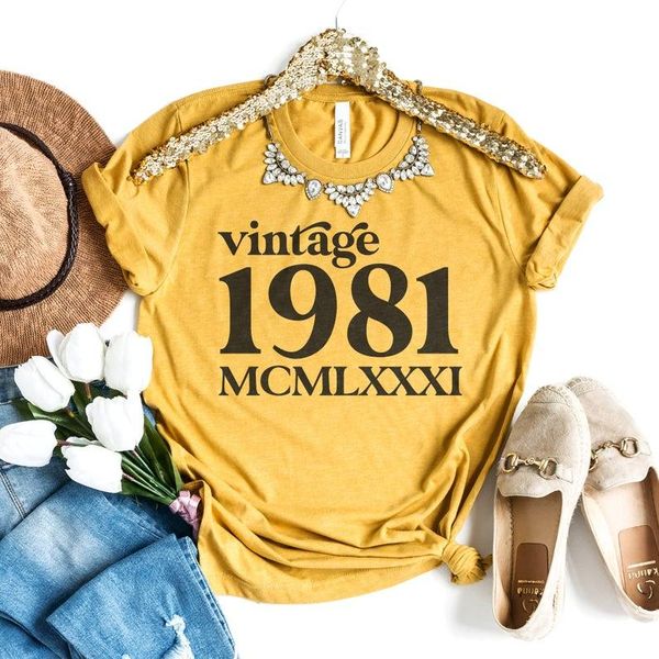 women's t-shirt vintage 1981 - 40th birthday shirt retro design 80s party- outfit graphic tee shirts women harajuku, White
women's t-shirt vintage 1981 - 40th birthday shirt retro design 80s party- outfit graphic tee shirts women harajuku, White