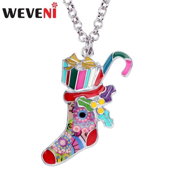 pendant necklaces weveni enamel alloy christmas socks gift box necklace chain choker navidad decorations jewelry for women girls teens, Silver
pendant necklaces weveni enamel alloy christmas socks gift box necklace chain choker navidad decorations jewelry for women girls teens, Silver