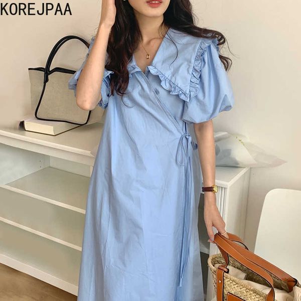 korejpaa women dress summer korean chic gentle sweet wooden ears doll collar loose versatile puff sleeve vestidos 210526, Black;gray
korejpaa women dress summer korean chic gentle sweet wooden ears doll collar loose versatile puff sleeve vestidos 210526, Black;gray