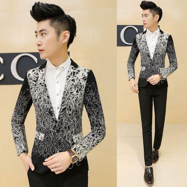 men's suits & blazers boutique mens trend of single-row deduction leisur suit gentleman designs coat european style casual slim clothin, White;black
men's suits & blazers boutique mens trend of single-row deduction leisur suit gentleman designs coat european style casual slim clothin, White;black