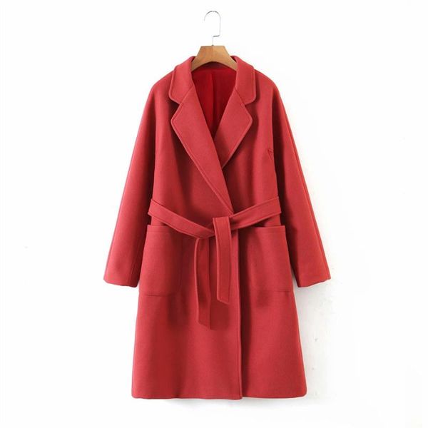 women's wool & blends puwd vintage women red sashes woolen coat 2021 autumn fashion ladies loose pockets solid casual outwear girls chi, Black
women's wool & blends puwd vintage women red sashes woolen coat 2021 autumn fashion ladies loose pockets solid casual outwear girls chi, Black