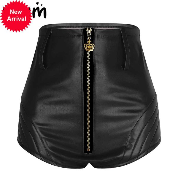 lady womens wetlook pu leather front zipper high waisted bodycon bottoms with belt night clubwear shorts, White;black
lady womens wetlook pu leather front zipper high waisted bodycon bottoms with belt night clubwear shorts, White;black