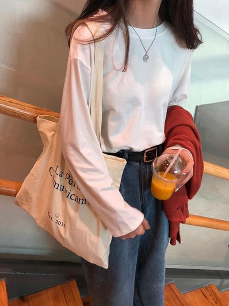women's t-shirt women long sleeve spring autumn korean fashion loose tshirt white basic minimalist tee female harajuku bottoming top
women's t-shirt women long sleeve spring autumn korean fashion loose tshirt white basic minimalist tee female harajuku bottoming top