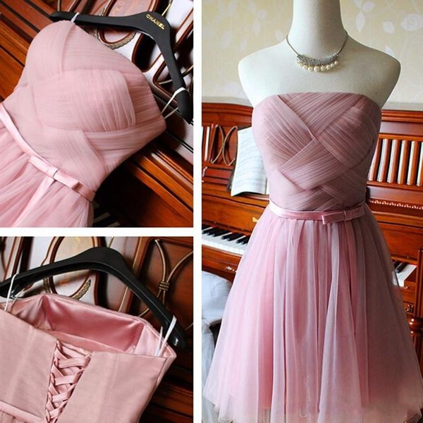2021 new pink strapless a line tulle short bridesmaid es prom party gowns t285, White;pink
2021 new pink strapless a line tulle short bridesmaid es prom party gowns t285, White;pink