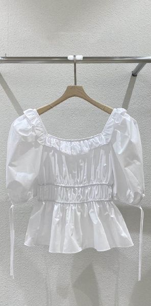 women's blouses & shirts 2021 solid color folds all-match korean slim short-sleeved waist square collar shirt women camisas mujer, White
women's blouses & shirts 2021 solid color folds all-match korean slim short-sleeved waist square collar shirt women camisas mujer, White