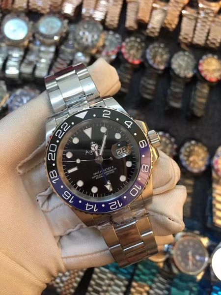 classic men automatic mechanical watches silver black blue red ceramic bezel gmt stainless steel sapphire glass watch wristwatches, Slivery;brown
classic men automatic mechanical watches silver black blue red ceramic bezel gmt stainless steel sapphire glass watch wristwatches, Slivery;brown
