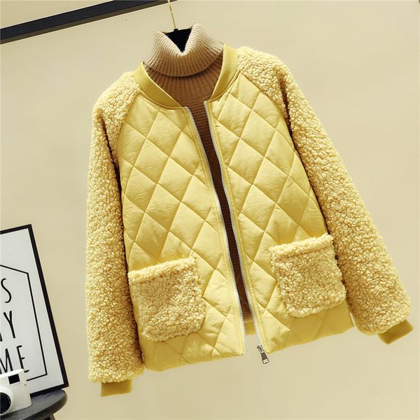 women's winter coat new stuffed lamb shredded cotton quilted leather short loose zipper parkas jacket 3xl a135 6xm9, Black
women's winter coat new stuffed lamb shredded cotton quilted leather short loose zipper parkas jacket 3xl a135 6xm9, Black