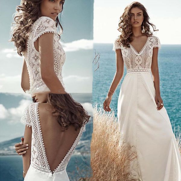 2021 boho lace chiffon wedding dresses v neck backless beach bride dress cap sleeve long bohemian wedding gowns a-line vestidos, White
2021 boho lace chiffon wedding dresses v neck backless beach bride dress cap sleeve long bohemian wedding gowns a-line vestidos, White