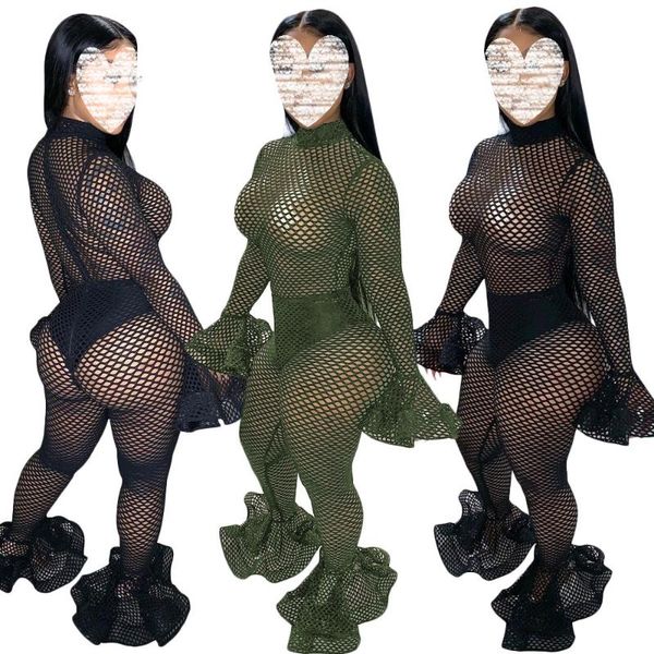 women's jumpsuits & rompers fishnet hollow out see through ruffle spliced o-neck long flare sleeve bodycon jumpsuit with thong women co, Black;white
women's jumpsuits & rompers fishnet hollow out see through ruffle spliced o-neck long flare sleeve bodycon jumpsuit with thong women co, Black;white