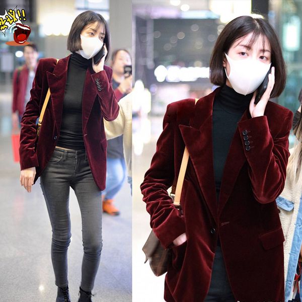 gold girl's thin female jacket wild retro velvet little suitspring z8jg, White;black
gold girl's thin female jacket wild retro velvet little suitspring z8jg, White;black