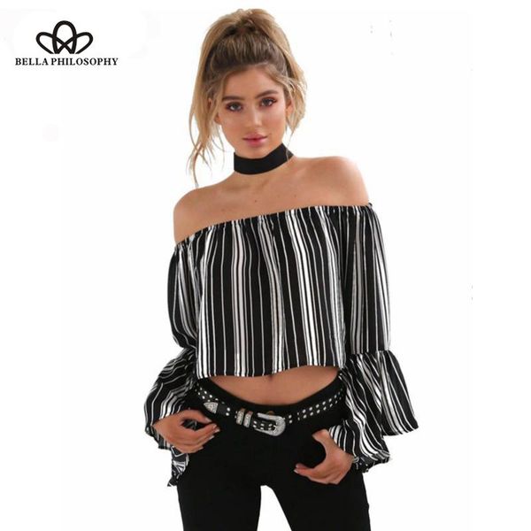 herstory summer women shirt striped print slash neck blouse female flare sleeve blusas short off shoulder shirts, White
herstory summer women shirt striped print slash neck blouse female flare sleeve blusas short off shoulder shirts, White