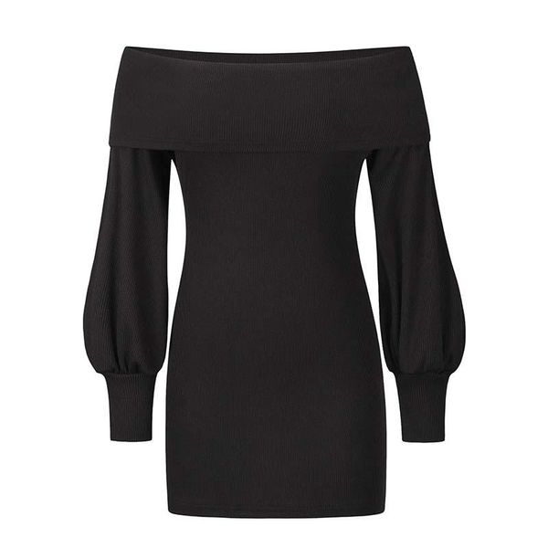 women's hoodies & sweatshirts 2021 buttock wrap knit dress shoulder off lantern sleeve autumn and winter rib, Black
women's hoodies & sweatshirts 2021 buttock wrap knit dress shoulder off lantern sleeve autumn and winter rib, Black