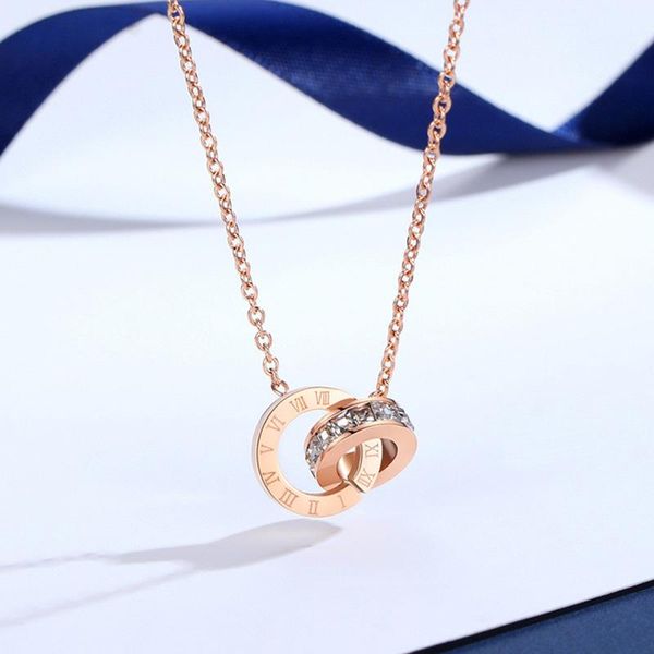 chains titanium steel necklace female 18k rose gold roman numerals double ring diamond clavicle chain choker all-match item, Silver
chains titanium steel necklace female 18k rose gold roman numerals double ring diamond clavicle chain choker all-match item, Silver
