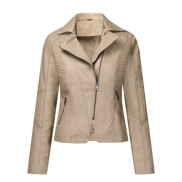 women's leather & faux plus velvet diagonal zipper short jacket casual slim jackets outwear, Black
women's leather & faux plus velvet diagonal zipper short jacket casual slim jackets outwear, Black