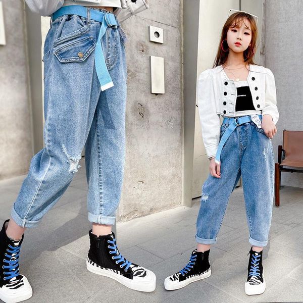 jeans spring autumn kids girls high waist casual style straight pants children's clothing loose long hole denim trousers c221, Blue
jeans spring autumn kids girls high waist casual style straight pants children's clothing loose long hole denim trousers c221, Blue