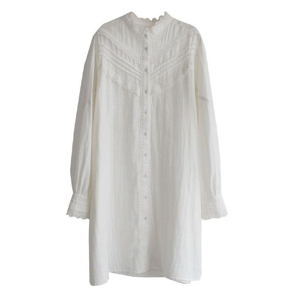 women's blouses & shirts 8941 spring cotton blouse artistic commuter long sleeve stand collar lace trim loose pleated, White
women's blouses & shirts 8941 spring cotton blouse artistic commuter long sleeve stand collar lace trim loose pleated, White