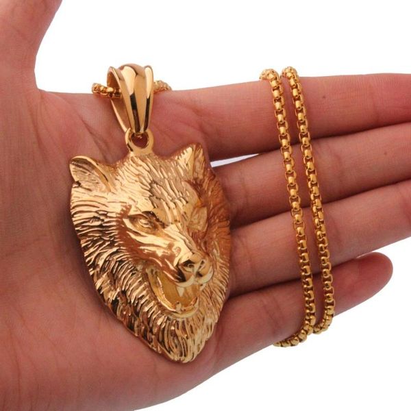 pendant necklaces gold color 316l stainless steel jewelry christmas gift charms wolf head necklace box chain, Silver
pendant necklaces gold color 316l stainless steel jewelry christmas gift charms wolf head necklace box chain, Silver