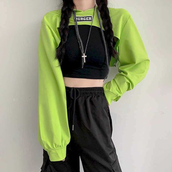 hooded high waist short sweatshirt women early autumn cropped korean style loose spring and long-sleeved 210526, Black
hooded high waist short sweatshirt women early autumn cropped korean style loose spring and long-sleeved 210526, Black