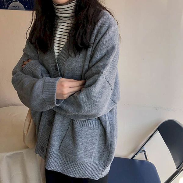 women's sweaters grunge knit cardigan jacket v-neck loose shawl solid color large pockets korean lady elegant street dlj6, White;black
women's sweaters grunge knit cardigan jacket v-neck loose shawl solid color large pockets korean lady elegant street dlj6, White;black