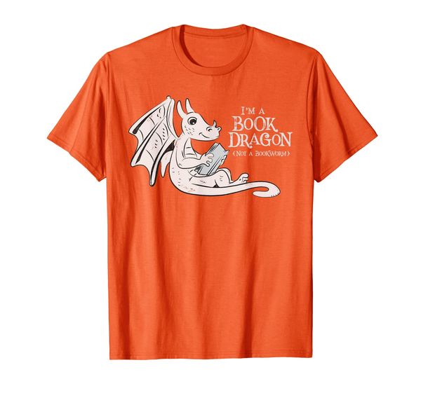 i'm a book dragon not a bookworm funny graphic t-shirt, White;black