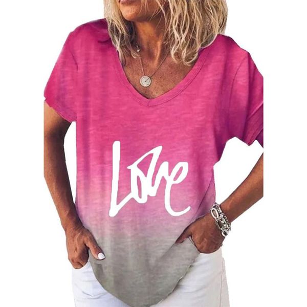 women's t-shirt gradient t shirt female letter love printed fashion women clothing short sleeve tees summer casual loose v neck, White
women's t-shirt gradient t shirt female letter love printed fashion women clothing short sleeve tees summer casual loose v neck, White