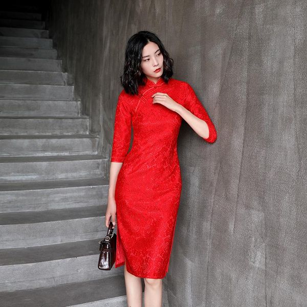ethnic clothing vintage button bride wedding party dress gown lace qipao slim women elegant cheongsam red mandarin collar chinese vesti
ethnic clothing vintage button bride wedding party dress gown lace qipao slim women elegant cheongsam red mandarin collar chinese vesti