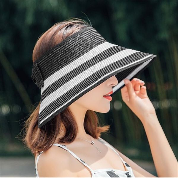 womens upf 50 travel striped wide brim roll up foldable sun visor beach straw hat with bow l3, Blue;gray
womens upf 50 travel striped wide brim roll up foldable sun visor beach straw hat with bow l3, Blue;gray