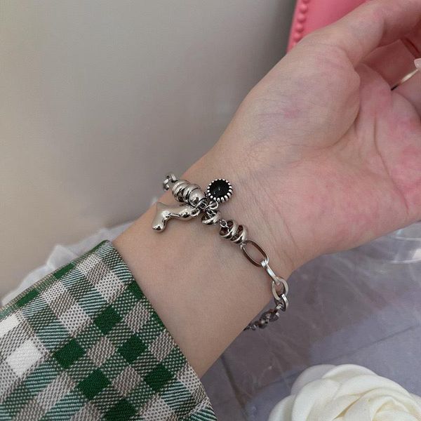 link, chain origin summer punk love heart circle geometric charm bracelet for women high street chunky rhinestone jewelry, Black
link, chain origin summer punk love heart circle geometric charm bracelet for women high street chunky rhinestone jewelry, Black