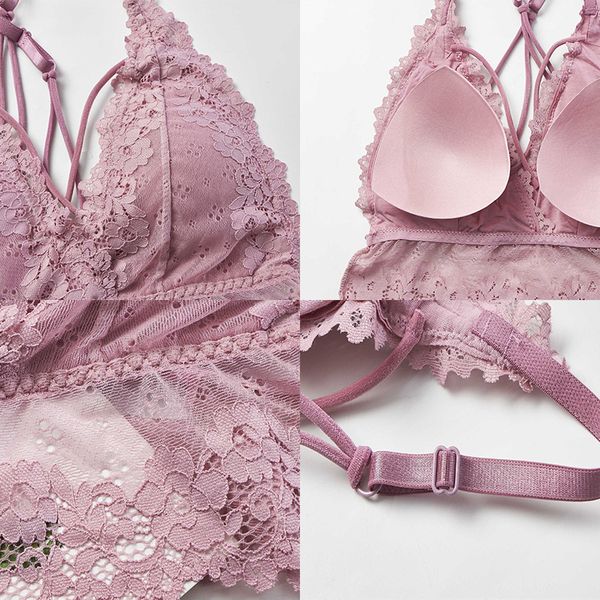 1/2 Cup Lace Sexy Wireless Bra V-Neck Cross Back Padded Bra Bralette Adjusted Comfortable Underwear, Bean pink
1/2 Cup Lace Sexy Wireless Bra V-Neck Cross Back Padded Bra Bralette Adjusted Comfortable Underwear, Bean pink