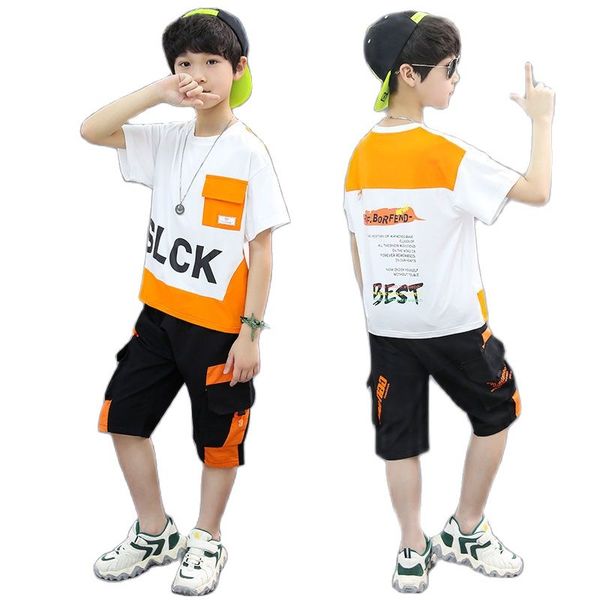 summer cotton blend short sleeve boy sets new 2021 korean version handsome movement casual letter two-piece childrens clothing, White
summer cotton blend short sleeve boy sets new 2021 korean version handsome movement casual letter two-piece childrens clothing, White