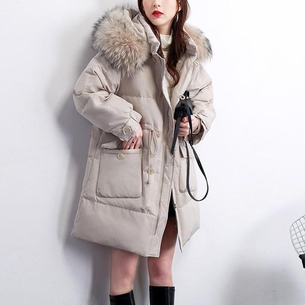 women's down & parkas 2021 winter jacket middle and long korean fashion loose white duck thickened large wool collar, Black
women's down & parkas 2021 winter jacket middle and long korean fashion loose white duck thickened large wool collar, Black
