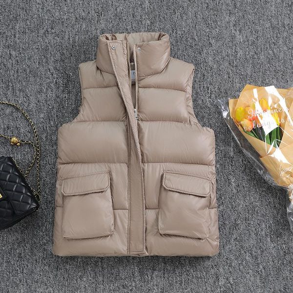women's vests 2021 style vest women short autumn and winter fashion down cotton waistcoat big pocket solid color, Black;white
women's vests 2021 style vest women short autumn and winter fashion down cotton waistcoat big pocket solid color, Black;white