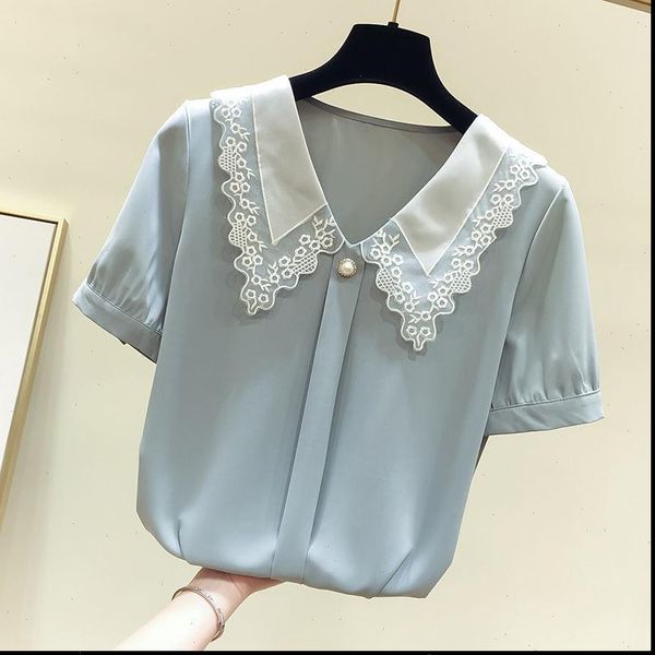 women spring summer style chiffon blouses shirts lady casual short sleeve peter pan collar chiffon blusas zz0792, White
women spring summer style chiffon blouses shirts lady casual short sleeve peter pan collar chiffon blusas zz0792, White