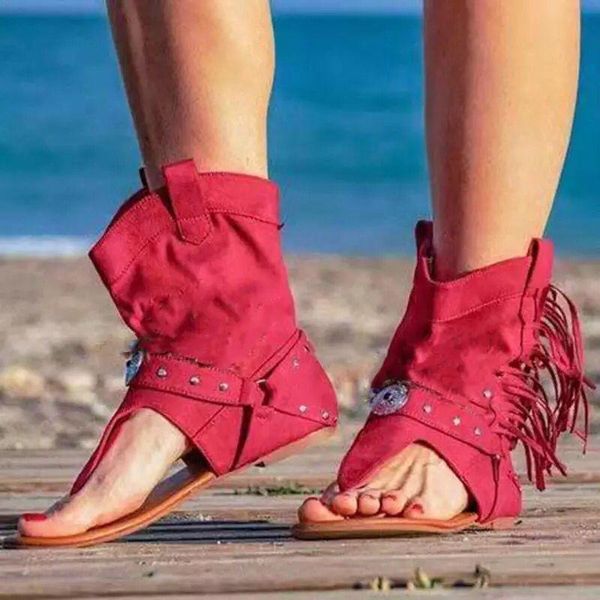 women calf sandals gladiator fringe rivet metal decoration flat heel rome casual fashion flip toe female ladies shoes summer, Black
women calf sandals gladiator fringe rivet metal decoration flat heel rome casual fashion flip toe female ladies shoes summer, Black