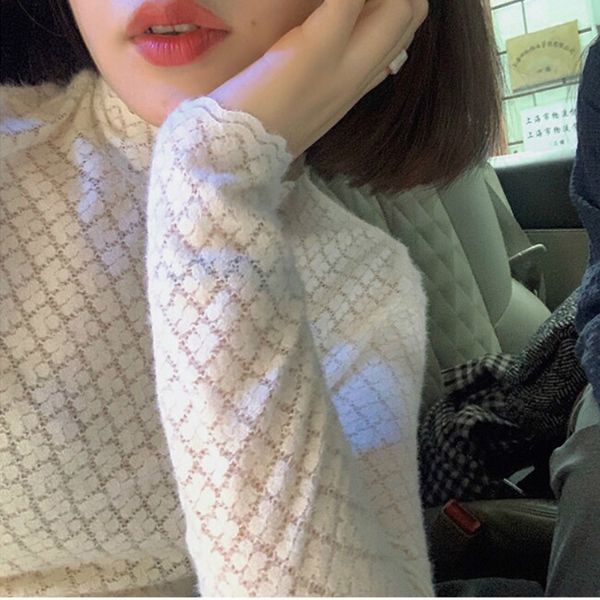 new lace bottoming shirt women's 2021 western autumn and winter korean sweater with half-collar hollow princess style cujz, White;black
new lace bottoming shirt women's 2021 western autumn and winter korean sweater with half-collar hollow princess style cujz, White;black