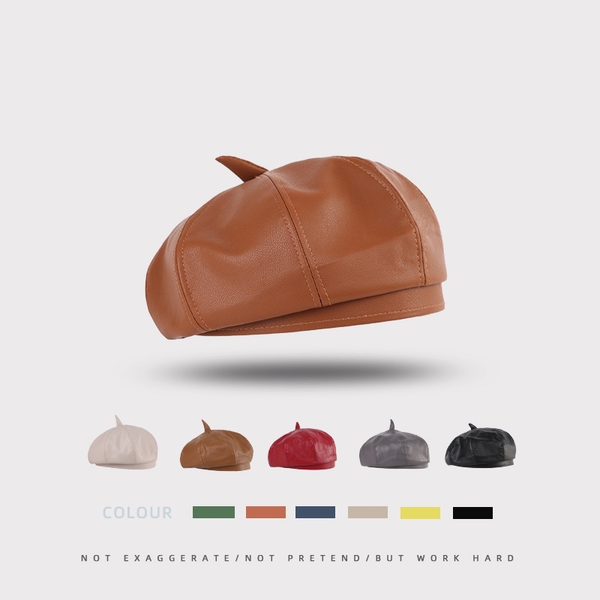 hats, scarves & gloves sets korean pu beret women's simple outdoor leather hat autumn winter japanese versatile retro painter tide octa, Blue;gray
hats, scarves & gloves sets korean pu beret women's simple outdoor leather hat autumn winter japanese versatile retro painter tide octa, Blue;gray