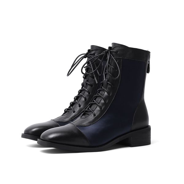 women mid-calf boots genuine leather toe feet length cowhide stitching patent leather classic martin ankle boots 2021 lace-up, Black
women mid-calf boots genuine leather toe feet length cowhide stitching patent leather classic martin ankle boots 2021 lace-up, Black