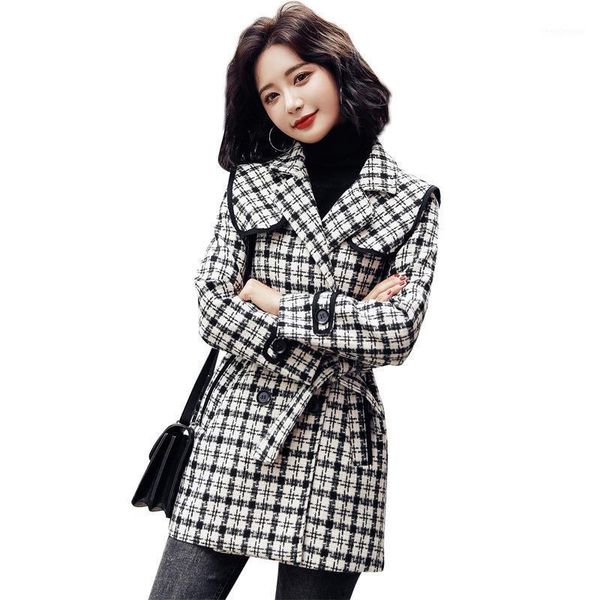 plaid slim-fit woolen coat winter long-sleeved double-breasted lapel belt small fragrant temperament was thin t43 women's wool & blends, Black
plaid slim-fit woolen coat winter long-sleeved double-breasted lapel belt small fragrant temperament was thin t43 women's wool & blends, Black