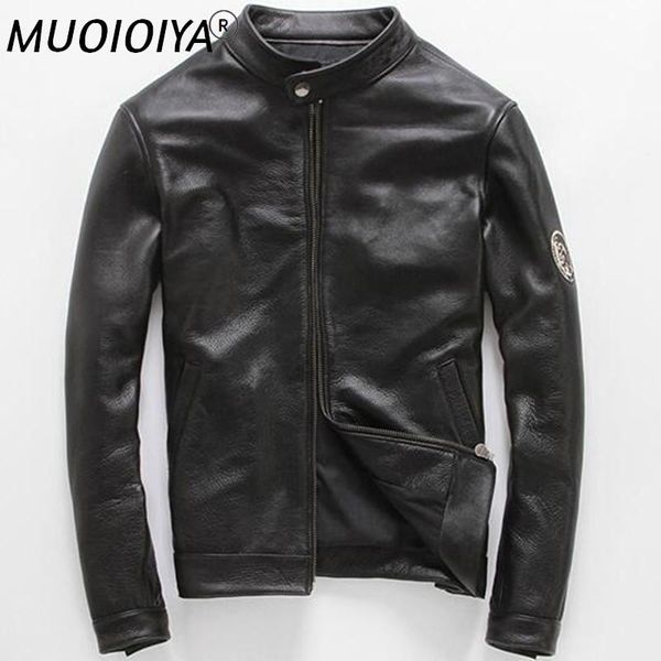 men's leather & faux head layer cowhide jacket men's youth slim motorcycle stand-up collar genuine coat short male, Black
men's leather & faux head layer cowhide jacket men's youth slim motorcycle stand-up collar genuine coat short male, Black