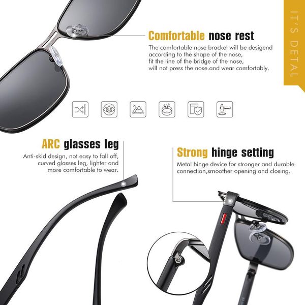 sunglasses 2021 fashion men polarized square metal frame male sun glasses driving fishing night vision, White;black
sunglasses 2021 fashion men polarized square metal frame male sun glasses driving fishing night vision, White;black